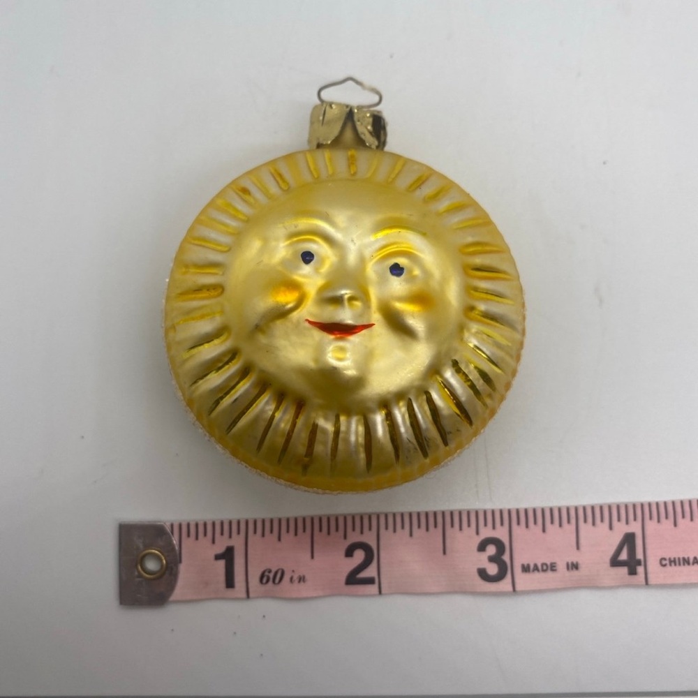Christborn Blown Glass Sun Ornament Germany Sunny Sol Sunshine Christmas Tree - Picture 5 of 8